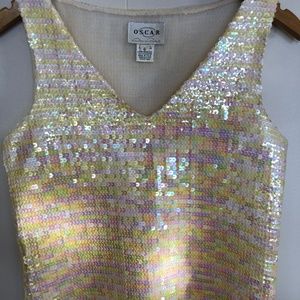 Oscar de la Renta sequin-embellished tank top Ws 6